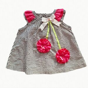 12M Girls Floral Black and White Blouse